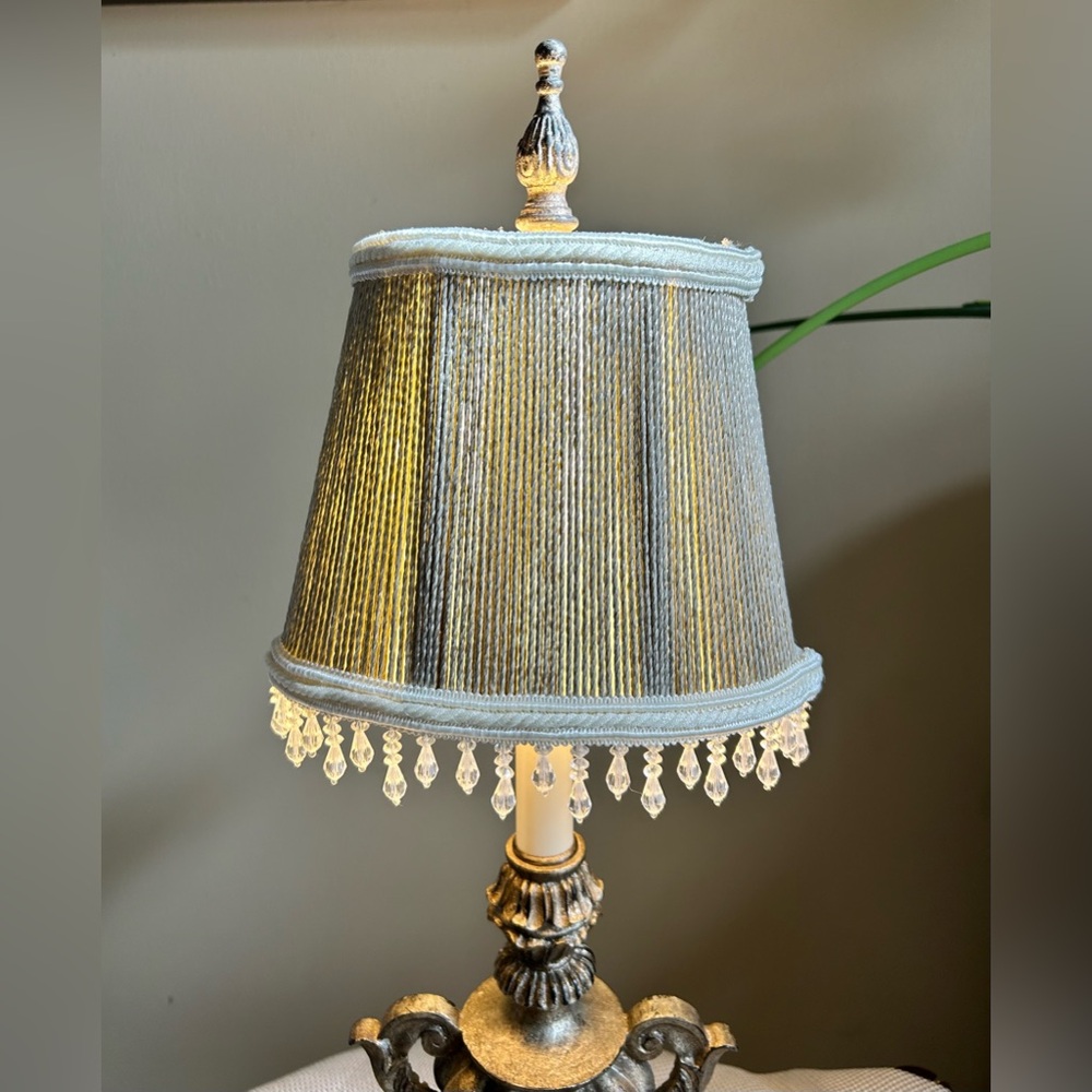 23”h Gold Lamp w/Beaded Shade! - Picture 2 of 4